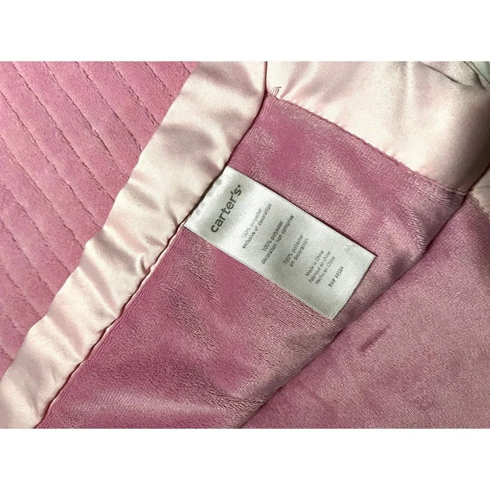 Carter's My Little Sunshine‎ Pink Ribbed Flower Baby Blanket Satin Trim Girl
